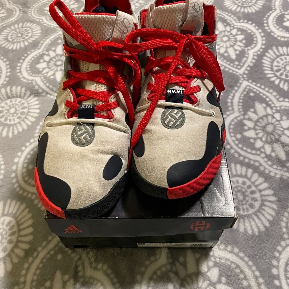 Adidas Harden Vol. 6 White Vivid Red Legend Ink 2022, men's 10 🏀 - Picture 10 of 15